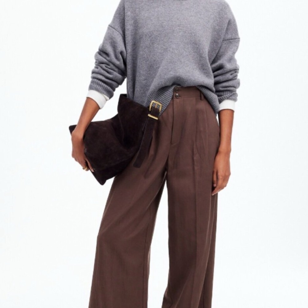 NWOT Madewell Slouchy Straight Pants in Drapey Twill in Brown